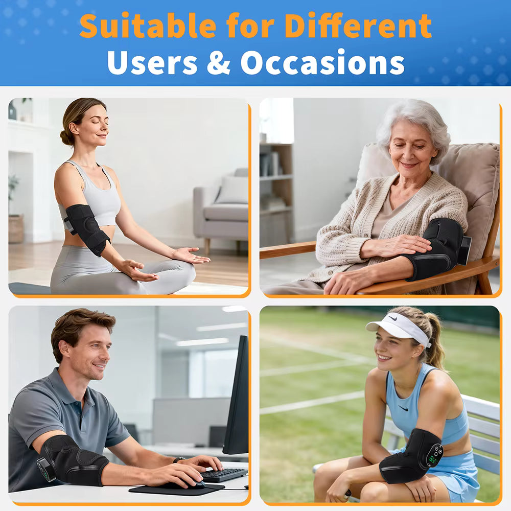 Electric Cordless Thermal Elbow & Joint Massager with Vibration Heat Therapy
