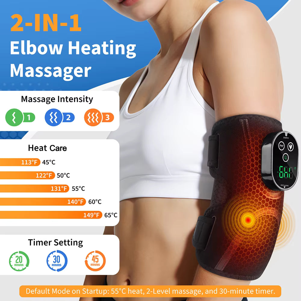 Electric Cordless Thermal Elbow & Joint Massager with Vibration Heat Therapy