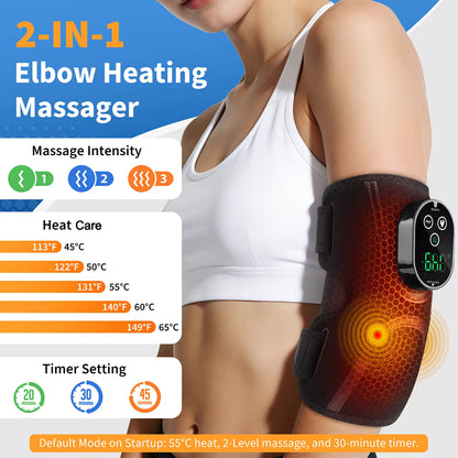 Electric Cordless Thermal Elbow & Joint Massager with Vibration Heat Therapy