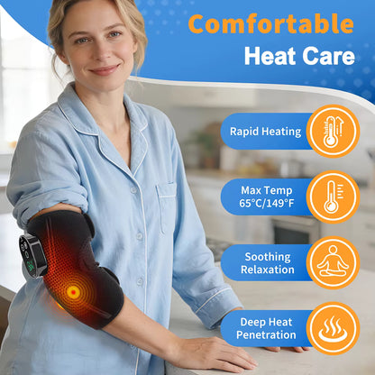 Electric Cordless Thermal Elbow & Joint Massager with Vibration Heat Therapy