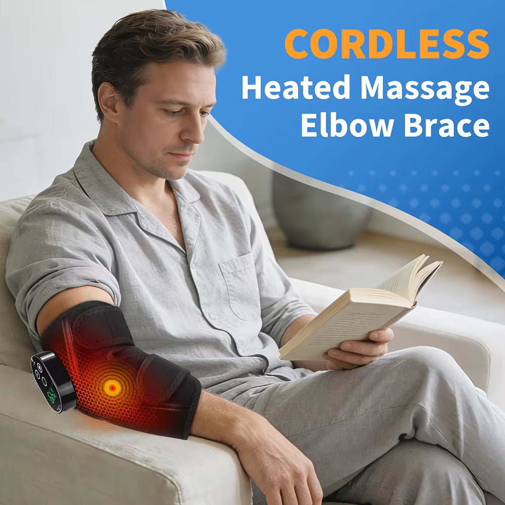 Electric Cordless Thermal Elbow & Joint Massager with Vibration Heat Therapy